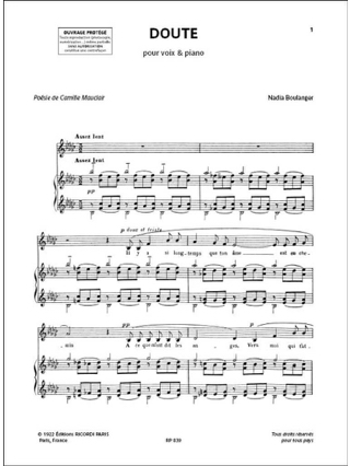 6 Mélodies - Nadia Boulanger - Partition - Mélodies